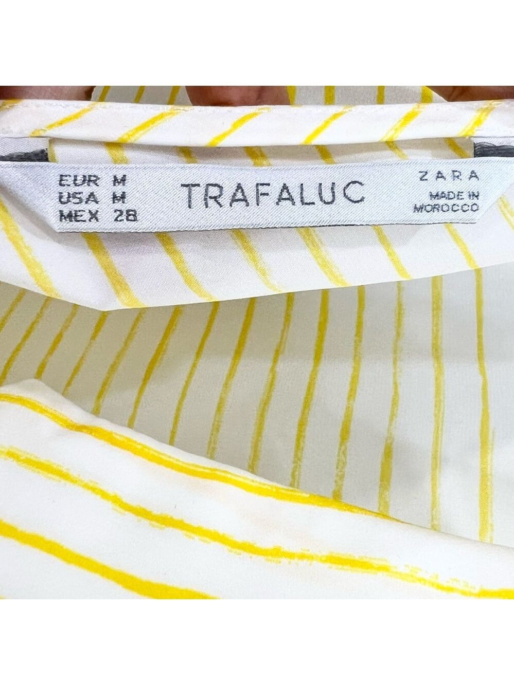 Zara Trafaluc white yellow stripe low open tie back short sleeve boxy top M - Picture 12 of 12
